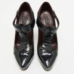 Marc Jacobs Burgundy/Black Patent Leather Mary Jane Pumps Size 37