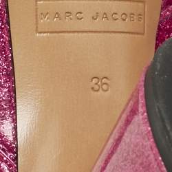 Pre Owned Marc Jacobs Pink Glitter Patent Leather Aurora Heel Mules Size 36