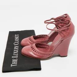 Pre Owned Marc Jacobs Purple Leather Wedge Pumps Size 37