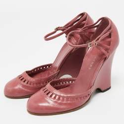 Pre Owned Marc Jacobs Purple Leather Wedge Pumps Size 37