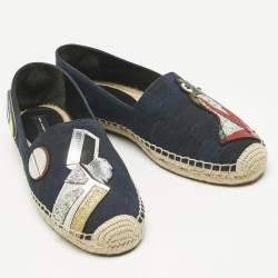 Pre Owned Marc Jacobs Multicolor Camouflage Canvas Patchwork Espadrille Flats Size 39