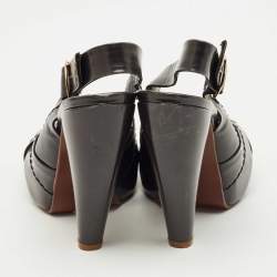 Pre Owned Marc Jacobs Black Leather Crisscross Slingback Sandals Size 37