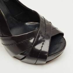 Pre Owned Marc Jacobs Black Leather Crisscross Slingback Sandals Size 37