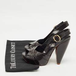 Pre Owned Marc Jacobs Black Leather Crisscross Slingback Sandals Size 37