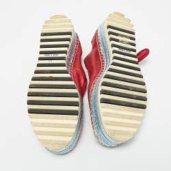 Pre Owned Marc Jacobs Metallic Red Nubuck Suzi Crystal Embellished Brooch Mary Jane Espadrille Platforms Side 37