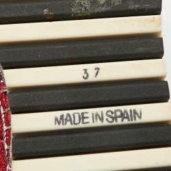 Pre Owned Marc Jacobs Metallic Red Nubuck Suzi Crystal Embellished Brooch Mary Jane Espadrille Platforms Side 37