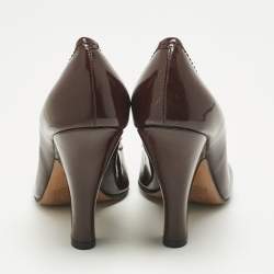 Pre Owned Marc Jacobs Burgundy Patent Leather Embellished Block Heel Pumps Size 37.5