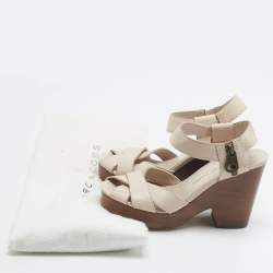Pre Owned Marc Jacobs Beige Leather Ankle Strap Sandals Size 36.5