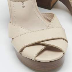 Pre Owned Marc Jacobs Beige Leather Ankle Strap Sandals Size 36.5