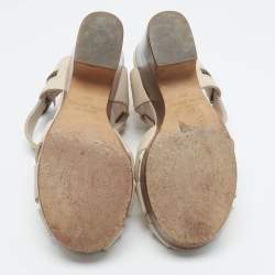 Pre Owned Marc Jacobs Beige Leather Ankle Strap Sandals Size 36.5