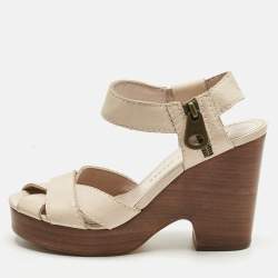 Pre Owned Marc Jacobs Beige Leather Ankle Strap Sandals Size 36.5