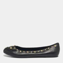 Pre Owned    Marc by Marc Jacobs Black Leather Spike Mouse Ballet Flats Size 40