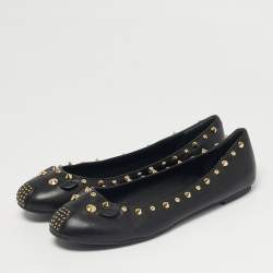 Pre Owned    Marc by Marc Jacobs Black Leather Spike Mouse Ballet Flats Size 40