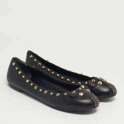 Pre Owned    Marc by Marc Jacobs Black Leather Spike Mouse Ballet Flats Size 40