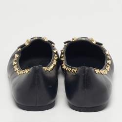 Pre Owned    Marc by Marc Jacobs Black Leather Spike Mouse Ballet Flats Size 40