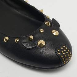 Pre Owned    Marc by Marc Jacobs Black Leather Spike Mouse Ballet Flats Size 40