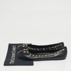Pre Owned    Marc by Marc Jacobs Black Leather Spike Mouse Ballet Flats Size 40