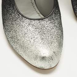 Pre Owned Marc Jacobs Size 37 Black/Silver Suede and Patent Mary Jane Pumps