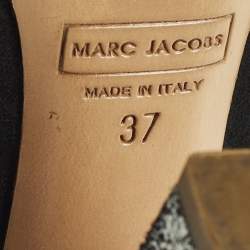 Pre Owned Marc Jacobs Size 37 Black/Silver Suede and Patent Mary Jane Pumps