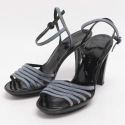 Pre Owned Marc Jacobs Size 37.5 Blue Denim Ankle Strap Sandals