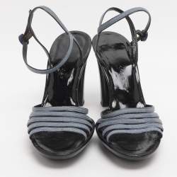 Pre Owned Marc Jacobs Size 37.5 Blue Denim Ankle Strap Sandals