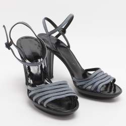 Pre Owned Marc Jacobs Size 37.5 Blue Denim Ankle Strap Sandals