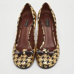 مملوكة مسبقًا Marc Jacobs Size 35 Metallic Gold/Black Leather Round Toe Pumps