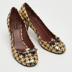 مملوكة مسبقًا Marc Jacobs Size 35 Metallic Gold/Black Leather Round Toe Pumps