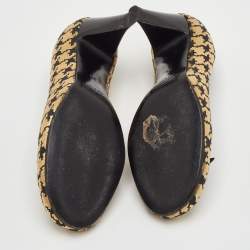 مملوكة مسبقًا Marc Jacobs Size 35 Metallic Gold/Black Leather Round Toe Pumps