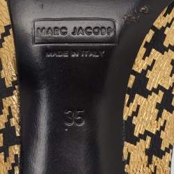 مملوكة مسبقًا Marc Jacobs Size 35 Metallic Gold/Black Leather Round Toe Pumps