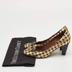 مملوكة مسبقًا Marc Jacobs Size 35 Metallic Gold/Black Leather Round Toe Pumps