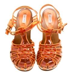 Marc Jacobs Orange PVC And Leather T-Strap Clog Sandals Size 35