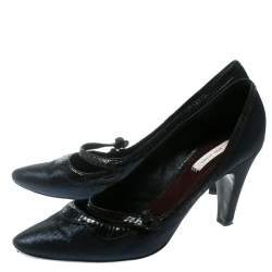 Marc Jacobs Blue Fabric With Python Leather Trim Pumps Size 40
