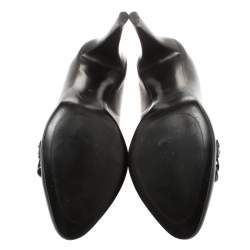 Pre Owned Marc Jacobs Black Leather Chain Detail Pumps Size 40