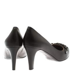 Pre Owned Marc Jacobs Black Leather Chain Detail Pumps Size 40