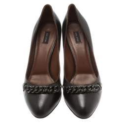 Pre Owned Marc Jacobs Black Leather Chain Detail Pumps Size 40