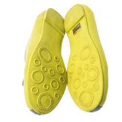 Pre Owned Marc by Marc Jacobs Citrus Green/Grey Fabric Mouse Ballet Flats Size 39