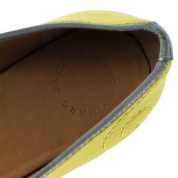 Pre Owned Marc by Marc Jacobs Citrus Green/Grey Fabric Mouse Ballet Flats Size 39