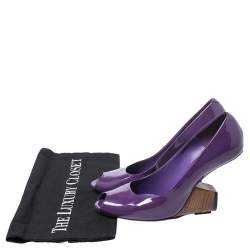 Marc Jacobs Purple Patent Leather Peep Toe Reverse Heel Pumps Size 38