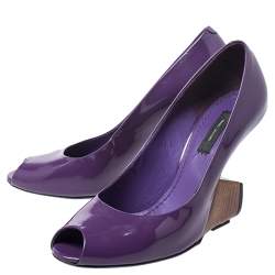 Marc Jacobs Purple Patent Leather Peep Toe Reverse Heel Pumps Size 38