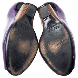 Marc Jacobs Purple Patent Leather Peep Toe Reverse Heel Pumps Size 38
