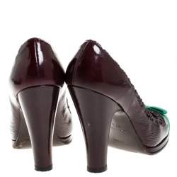 Marc Jacobs Burgundy Leather Bow Platform Pumps Size 37.5