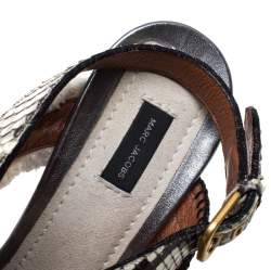 Marc Jacobs Multicolor Canvas, Leather And Python Slingback Sandals Size 40