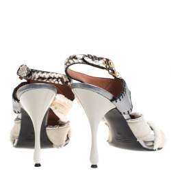 Marc Jacobs Multicolor Canvas, Leather And Python Slingback Sandals Size 40