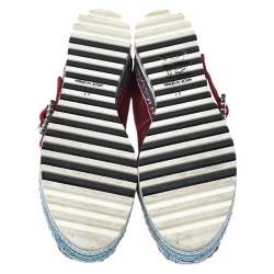 Pre Owned Marc Jacobs Metallic Red Leather Crystal Embellished Suzi Mary Jane Platform Sneakers Size 37
