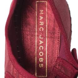 Pre Owned Marc Jacobs Metallic Red Leather Crystal Embellished Suzi Mary Jane Platform Sneakers Size 37