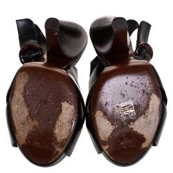 Pre Owned Marc Jacobs Black Leather Crisscross Slingback Platform Sandals Size 36.5