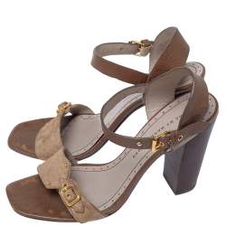 Pre Owned Marc Jacobs Brown Pony Hair And Leather Ankle Strap Sandals Size 39.5