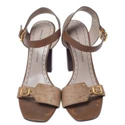 Pre Owned Marc Jacobs Brown Pony Hair And Leather Ankle Strap Sandals Size 39.5