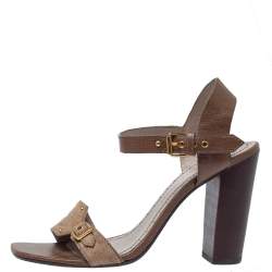 Pre Owned Marc Jacobs Brown Pony Hair And Leather Ankle Strap Sandals Size 39.5